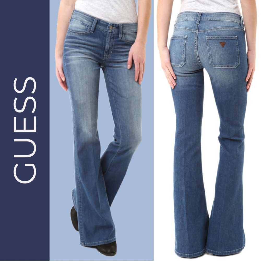 ❤️SALE❤️ Guess Light/Medium Stone Wash Charlotte Flare Jeans Petite (size 31P)